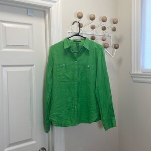 Ralph Lauren - Lauren Casual Button Linen Shirt - Green - M